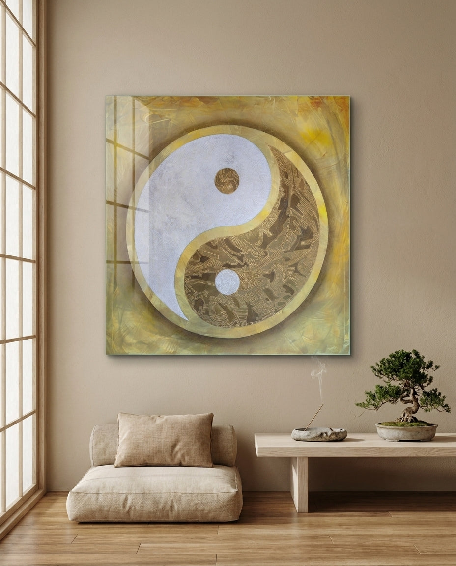 Ying Yang Glass Wall Art || Designer Collection