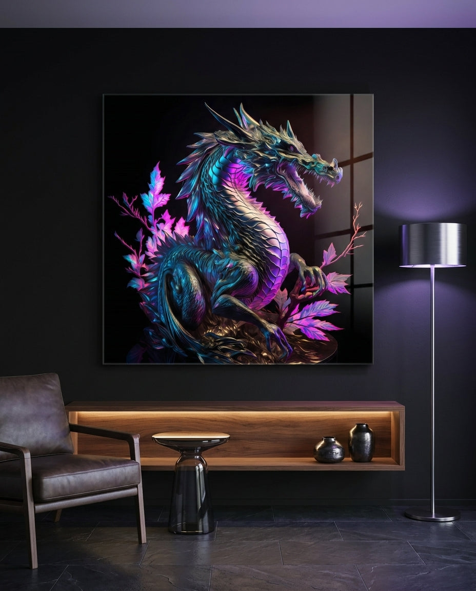 Dragon's Anger Glass Wall Art || Designers Collection