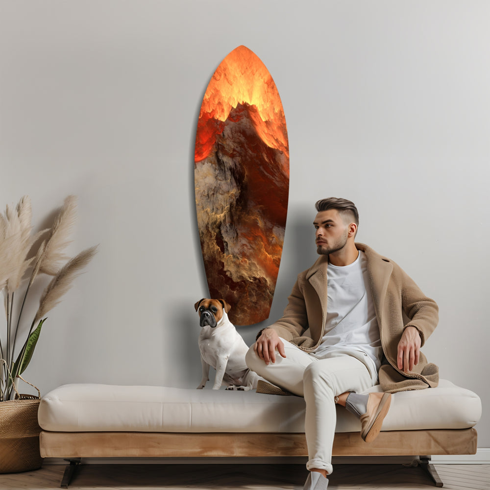 Glowing Volcano Eruption Tempered Glass Wall Art.