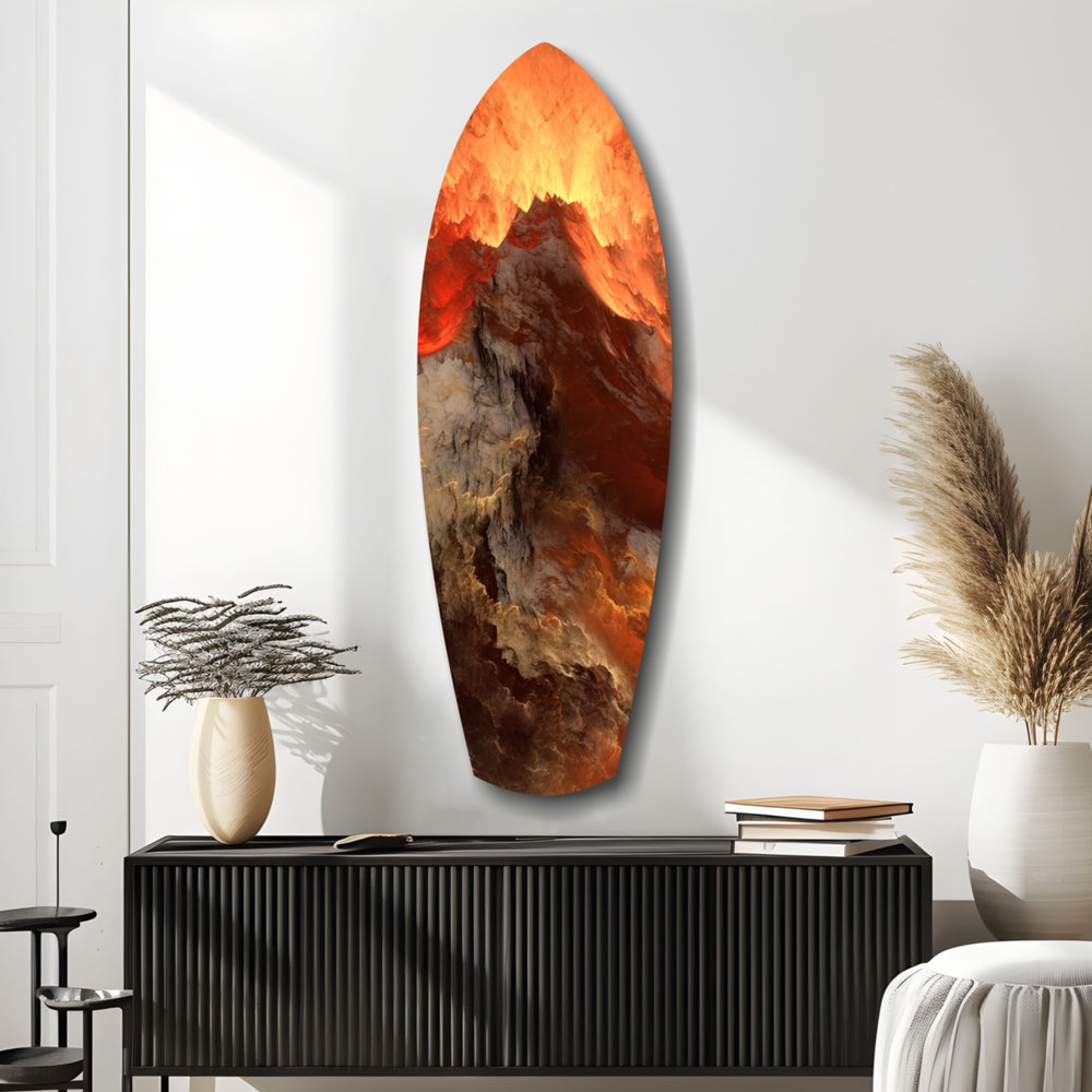 Glowing Volcano Eruption Tempered Glass Wall Art.