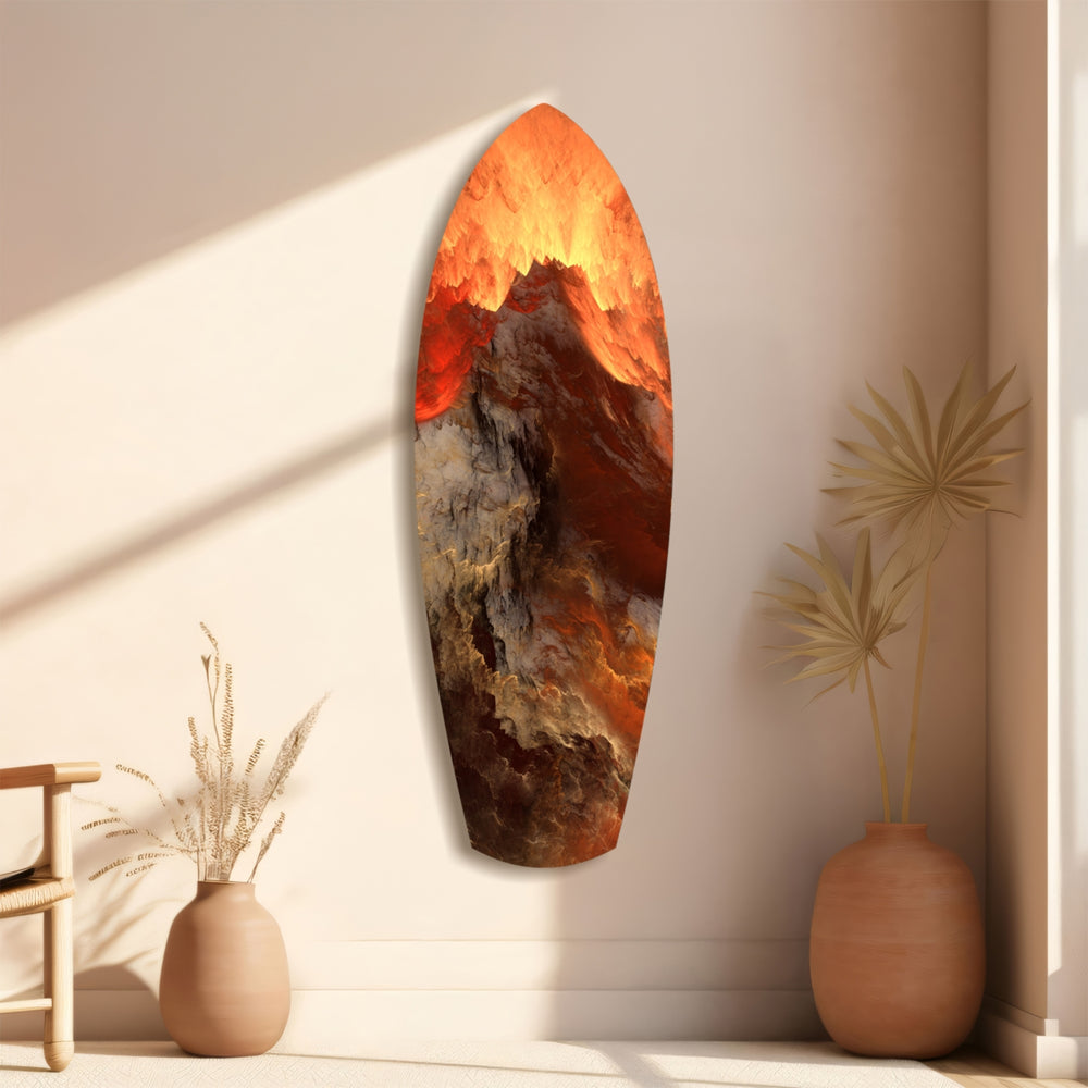 Glowing Volcano Eruption Tempered Glass Wall Art.