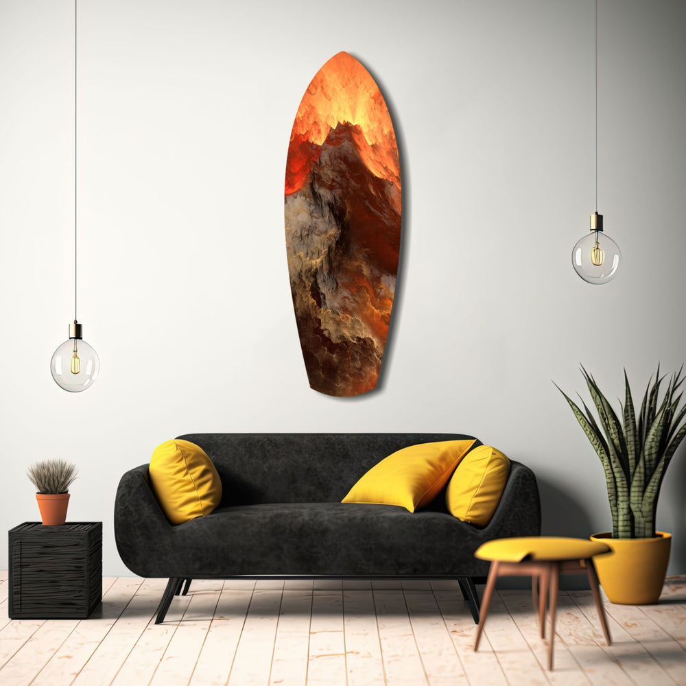 Glowing Volcano Eruption Tempered Glass Wall Art.