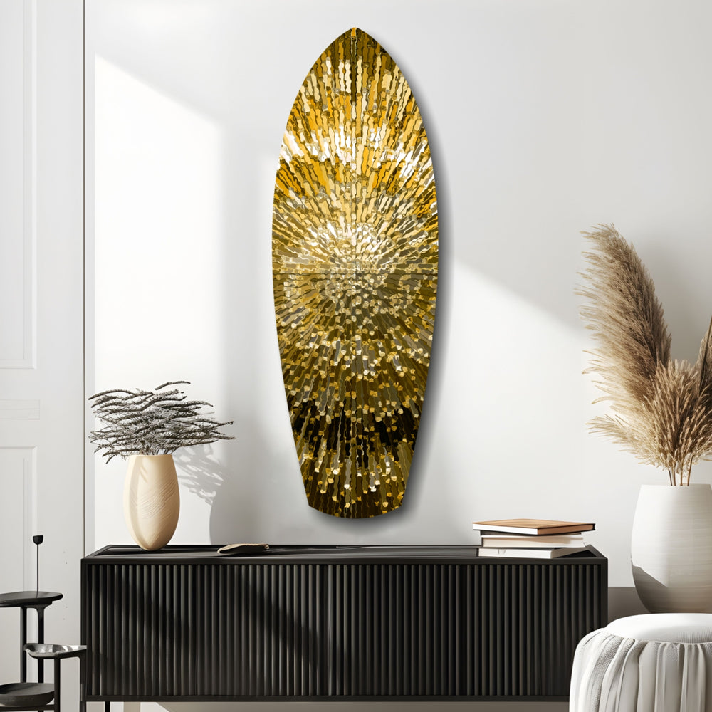 Gold Sequin Burst Luxe Tempered Glass Wall Art.