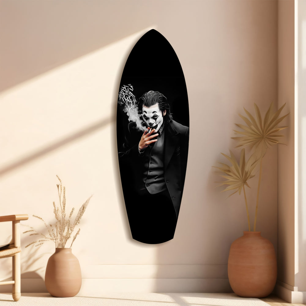 Smoking Jester Dark Portrait Tempered Glass Wall Art.