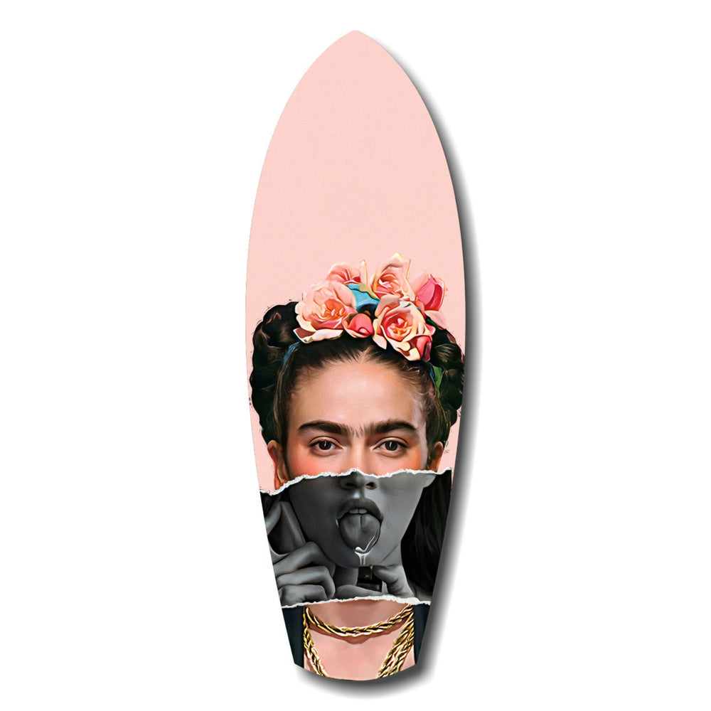 Floral Crown Woman Surreal Tempered Glass Wall Art.