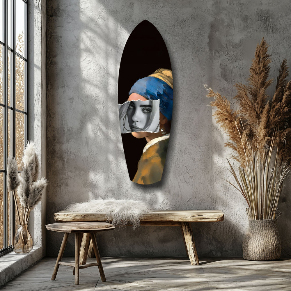 Pearl Earring Modern Renaissance Glass Wall Art.
