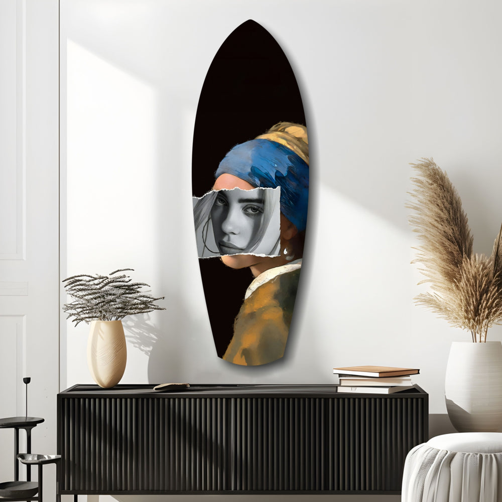 Pearl Earring Modern Renaissance Glass Wall Art.
