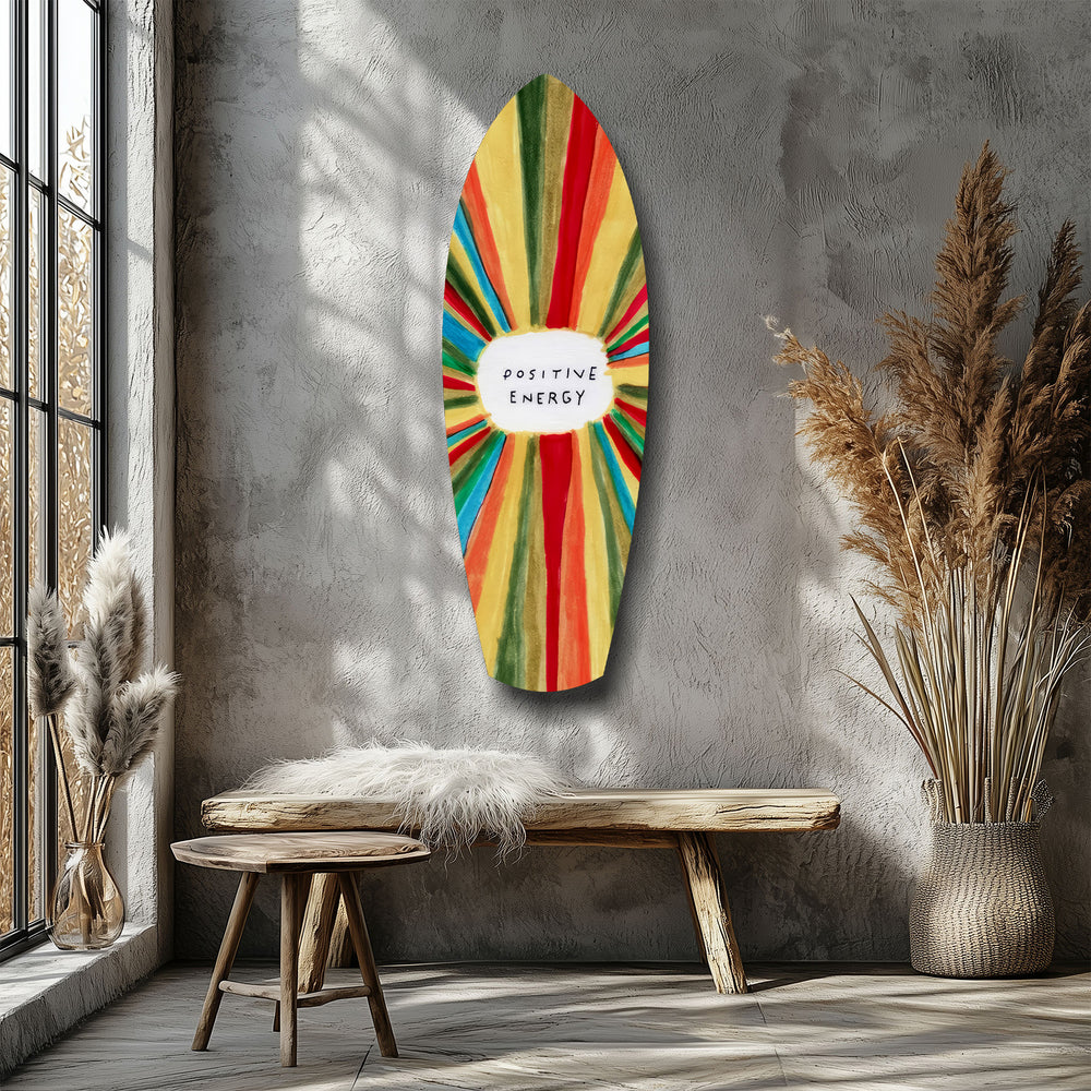 Positive Energy Sunburst Folk Art Glass Wall Art.