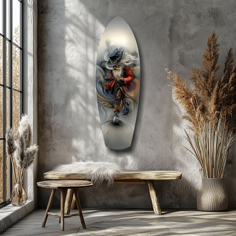 White-Bearded Wizard Steampunk Glass Wall Art.