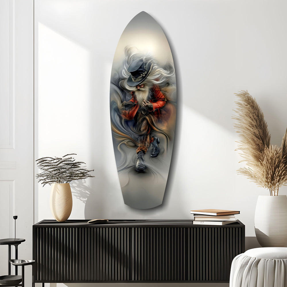White-Bearded Wizard Steampunk Glass Wall Art.