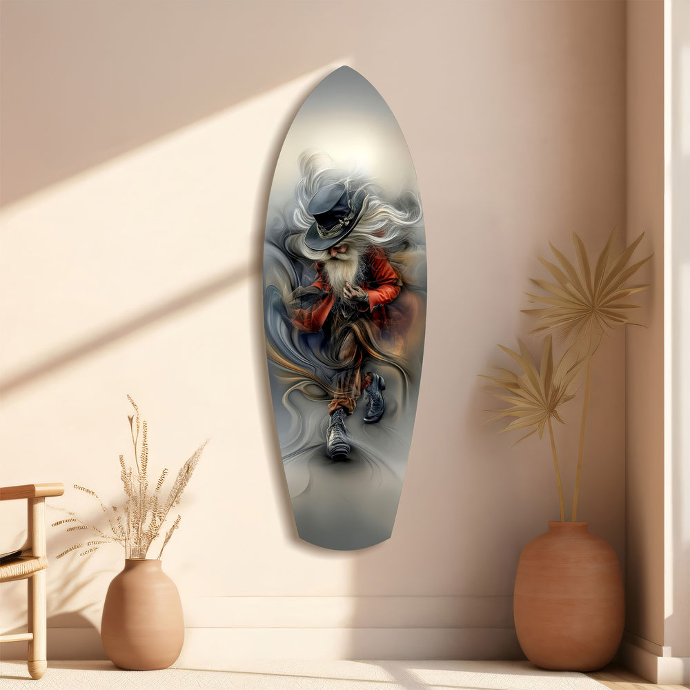 White-Bearded Wizard Steampunk Glass Wall Art.