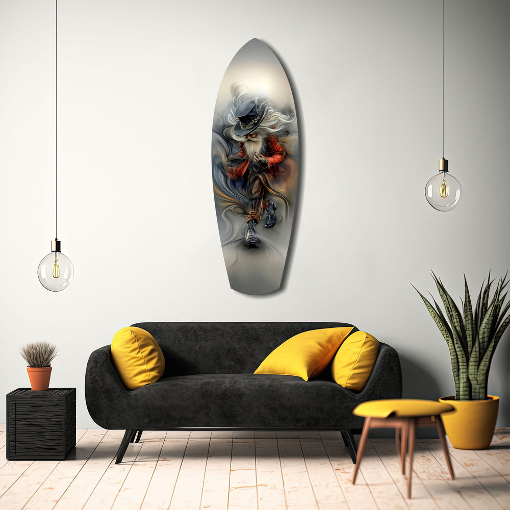 White-Bearded Wizard Steampunk Glass Wall Art.
