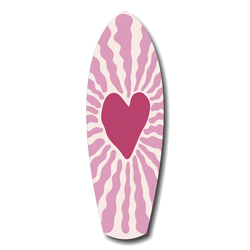 Pink Heart Burst Minimal Glass Wall Art.