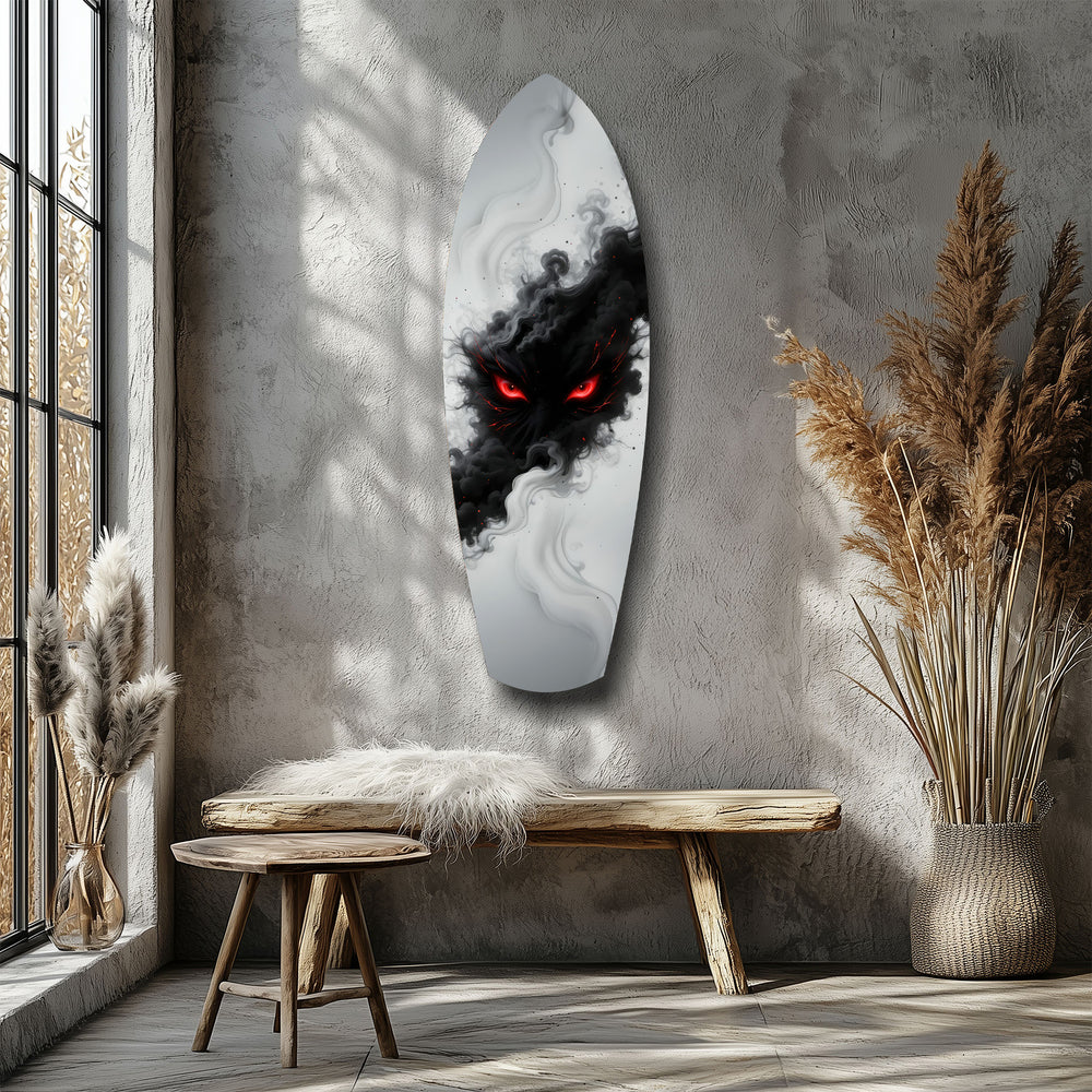 Smoke Beast Red Eyes Dark Fantasy Glass Wall Art.