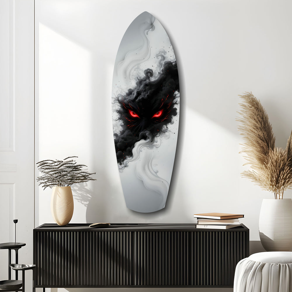 Smoke Beast Red Eyes Dark Fantasy Glass Wall Art.