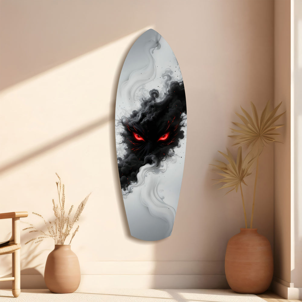 Smoke Beast Red Eyes Dark Fantasy Glass Wall Art.