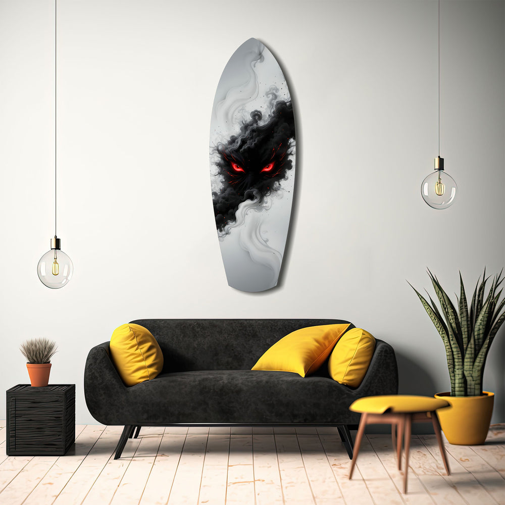Smoke Beast Red Eyes Dark Fantasy Glass Wall Art.