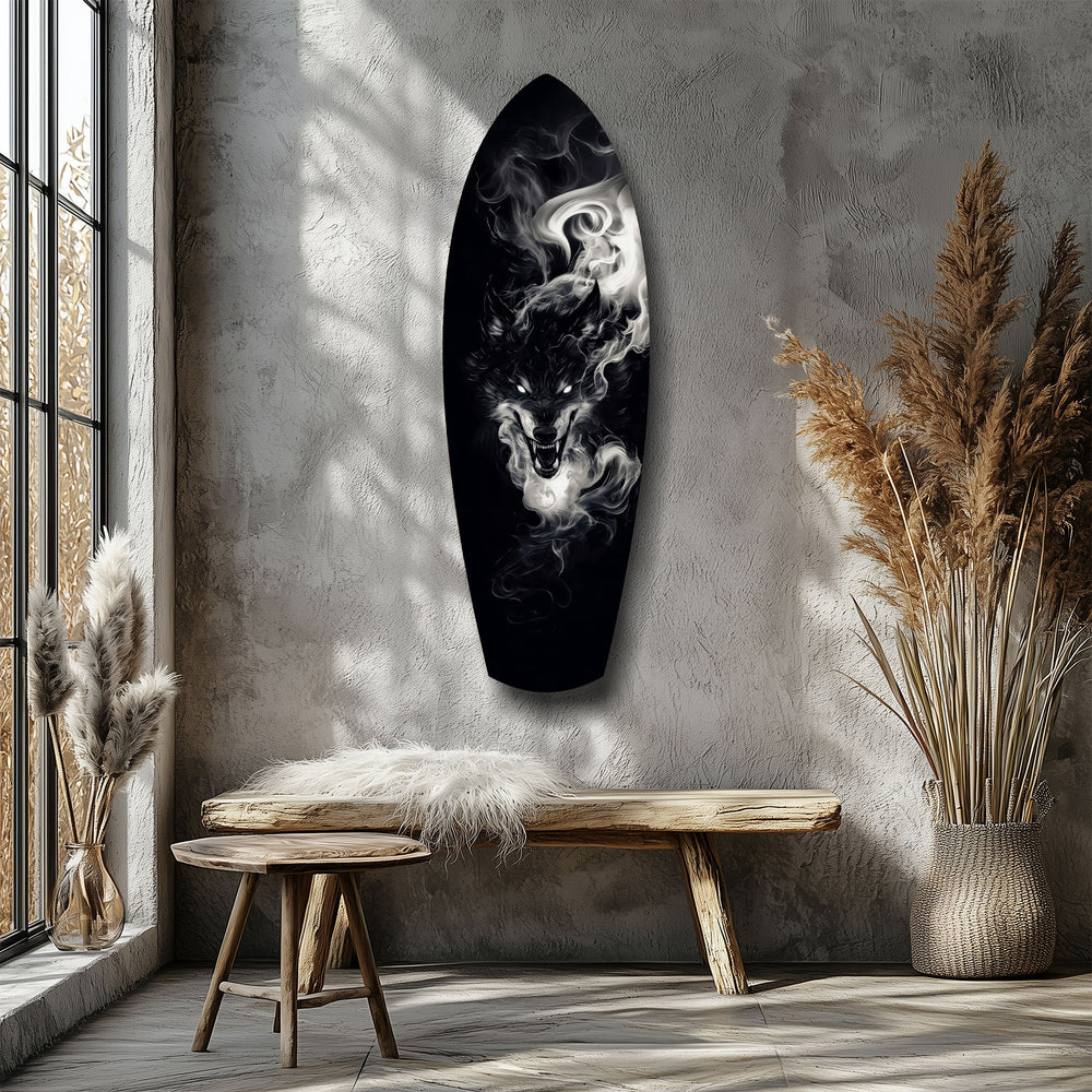 Smoke Wolf Dark Spirit Glass Wall Art.