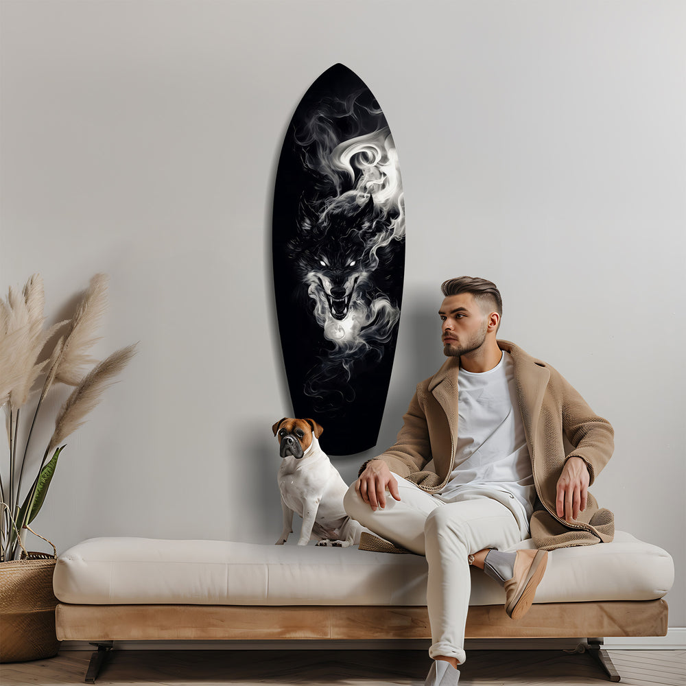 Smoke Wolf Dark Spirit Glass Wall Art.