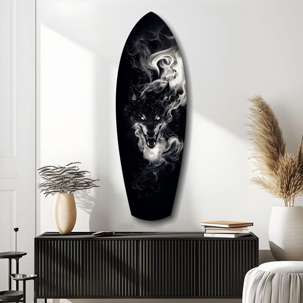 Smoke Wolf Dark Spirit Glass Wall Art.