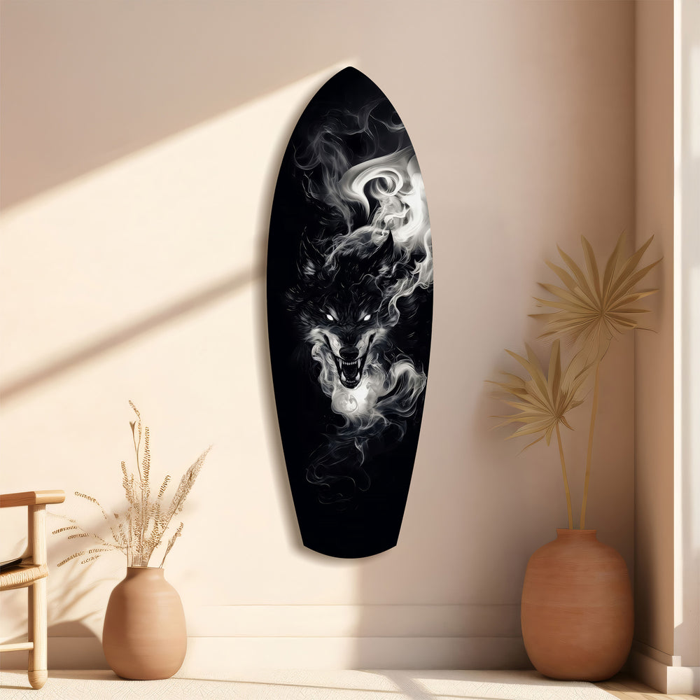 Smoke Wolf Dark Spirit Glass Wall Art.