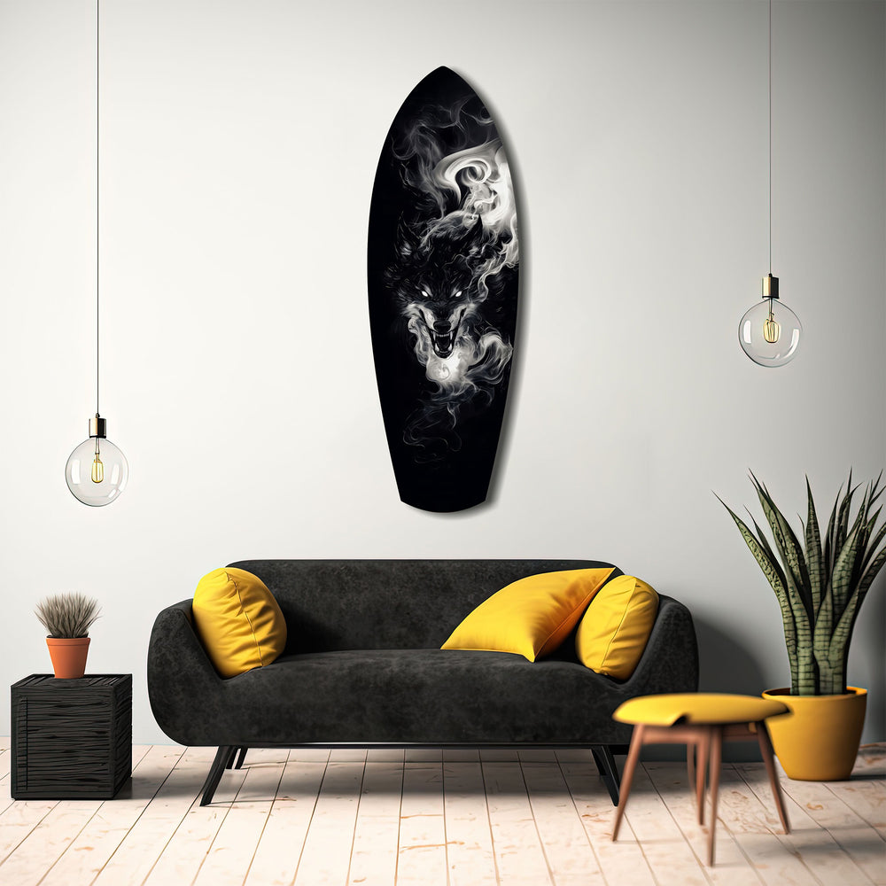 Smoke Wolf Dark Spirit Glass Wall Art.