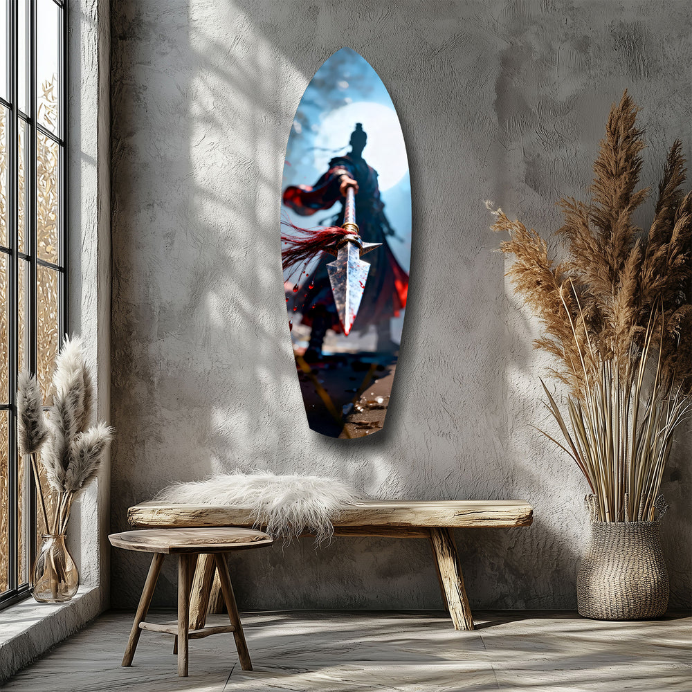 Samurai Spear Moonlight Glass Wall Art.