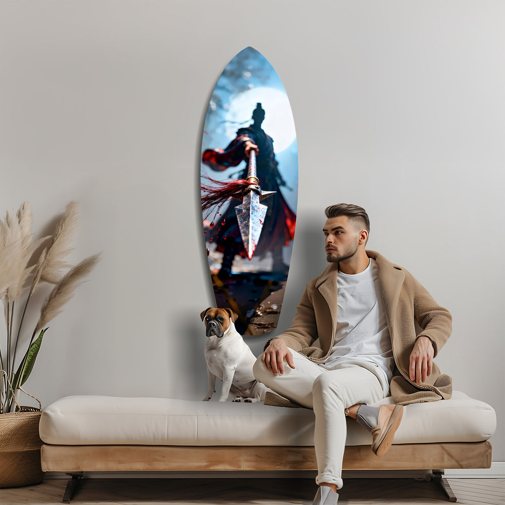 Samurai Spear Moonlight Glass Wall Art.