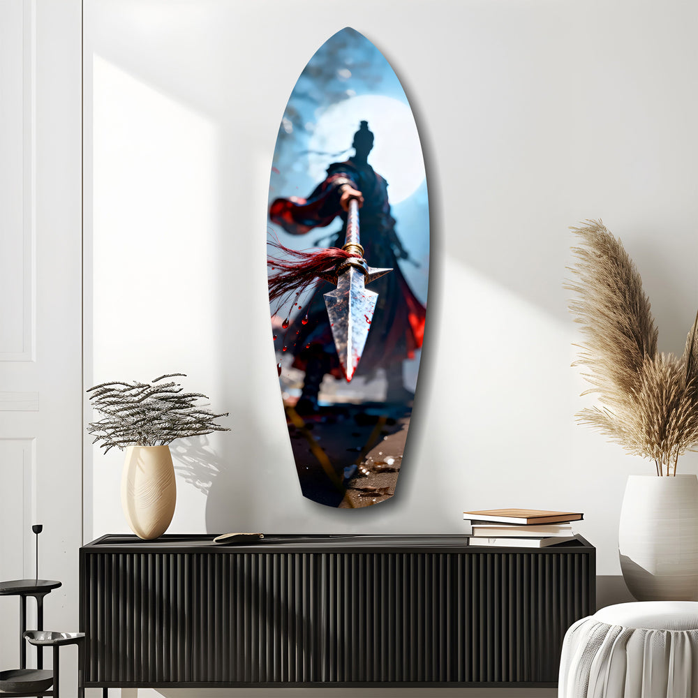 Samurai Spear Moonlight Glass Wall Art.
