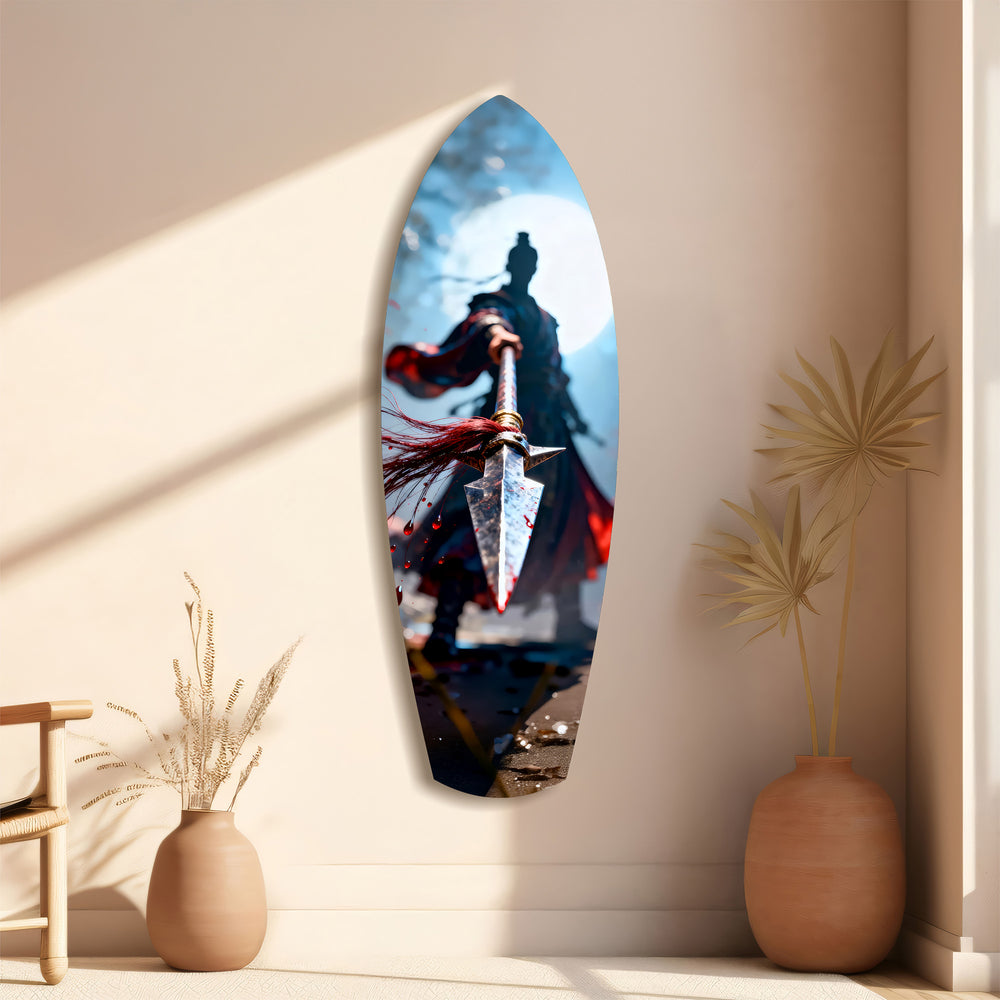 Samurai Spear Moonlight Glass Wall Art.