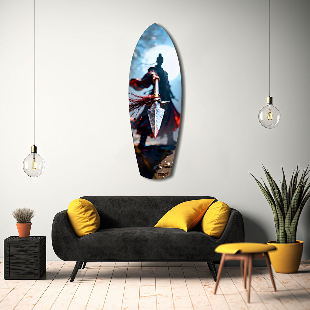 Samurai Spear Moonlight Glass Wall Art.