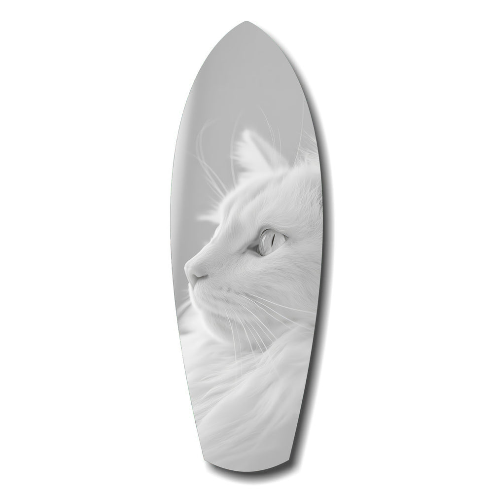 White Cat Profile Minimal Glass Wall Art.