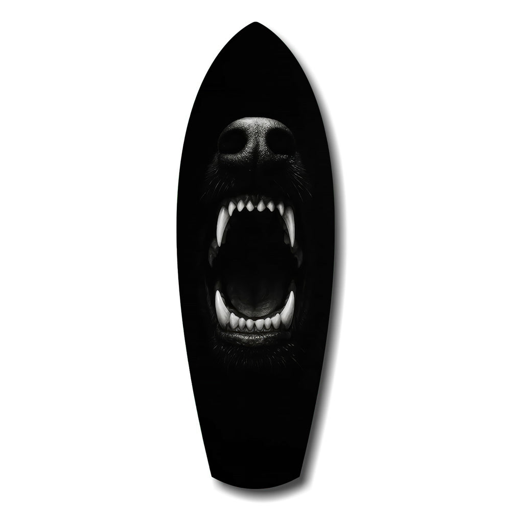 Beast Fangs Close-Up Dark Glass Wall Art.