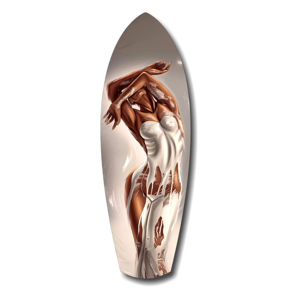 Bronze Female Figure White Paint Glass Wall Art.