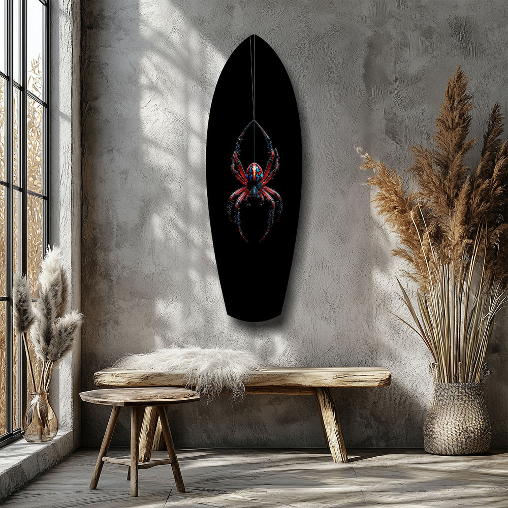 Hanging Spider Dark Macro Glass Wall Art.