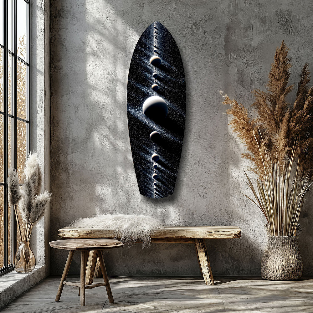 Planet Alignment Cosmos Starfield Glass Wall Art.