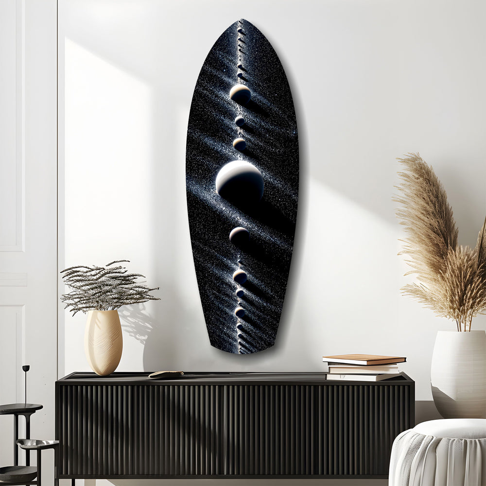 Planet Alignment Cosmos Starfield Glass Wall Art.
