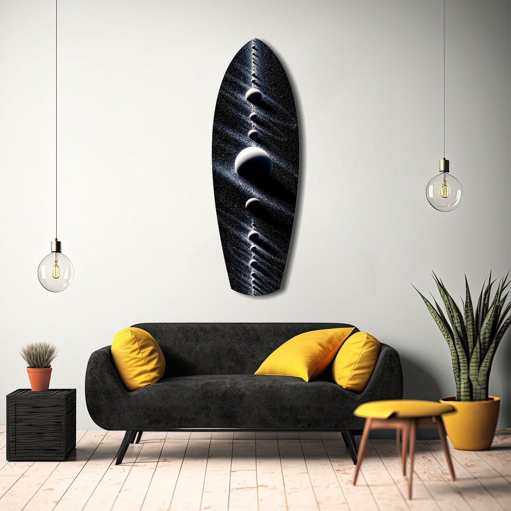 Planet Alignment Cosmos Starfield Glass Wall Art.