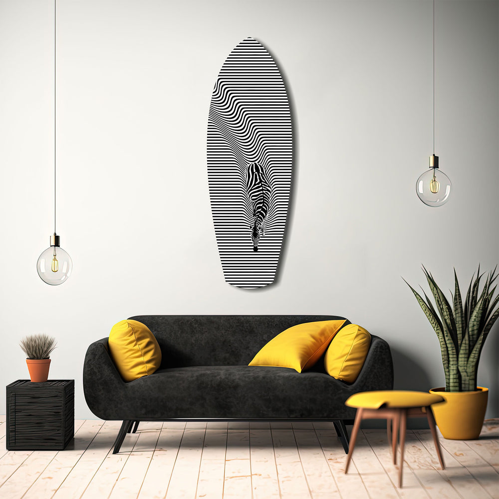 Optical Zebra Wave Lines Glass Wall Art.