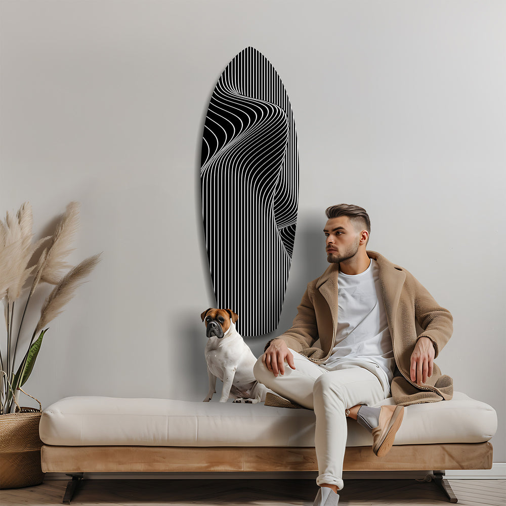 Op Art Wave Pinstripe Geometric Glass Wall Art.