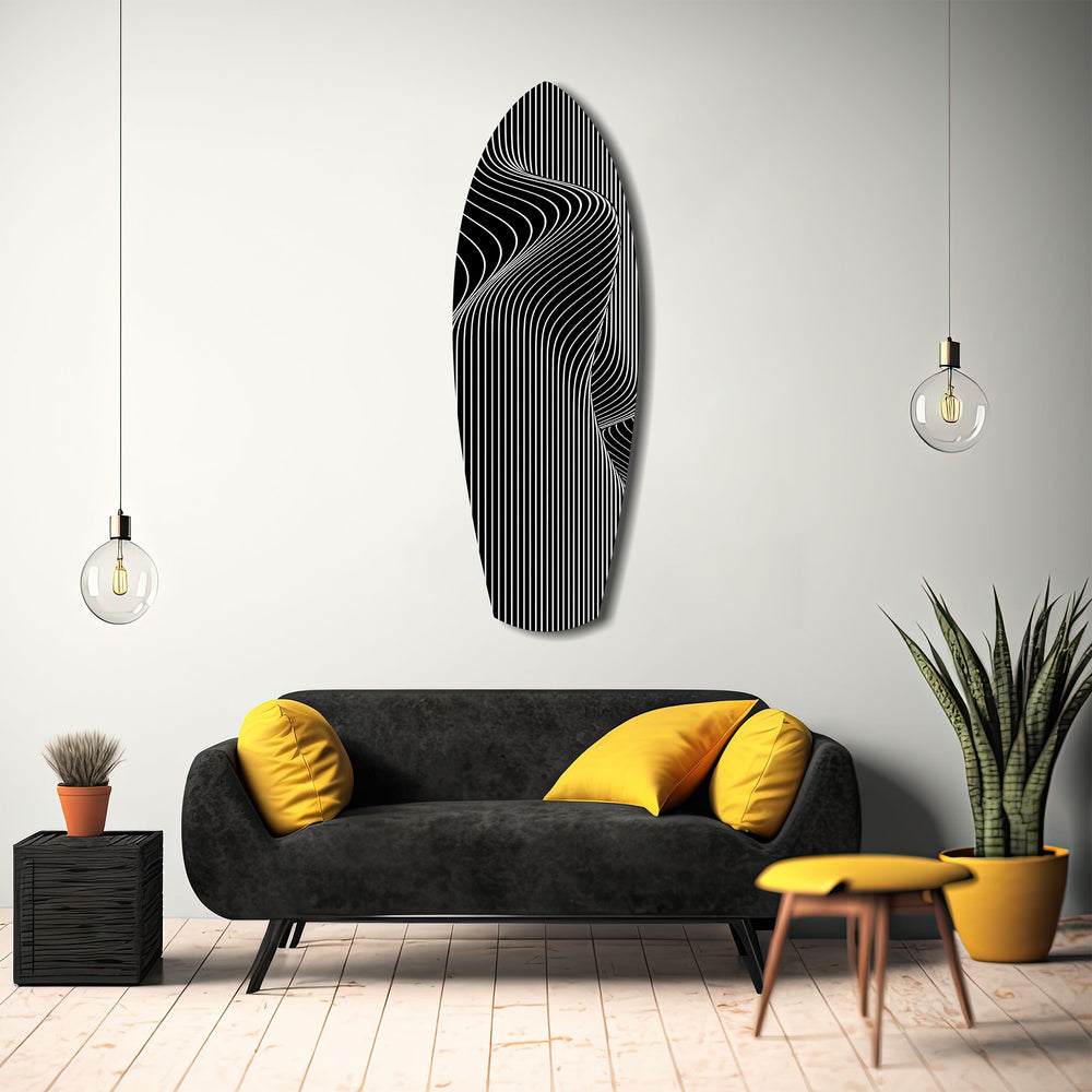 Op Art Wave Pinstripe Geometric Glass Wall Art.