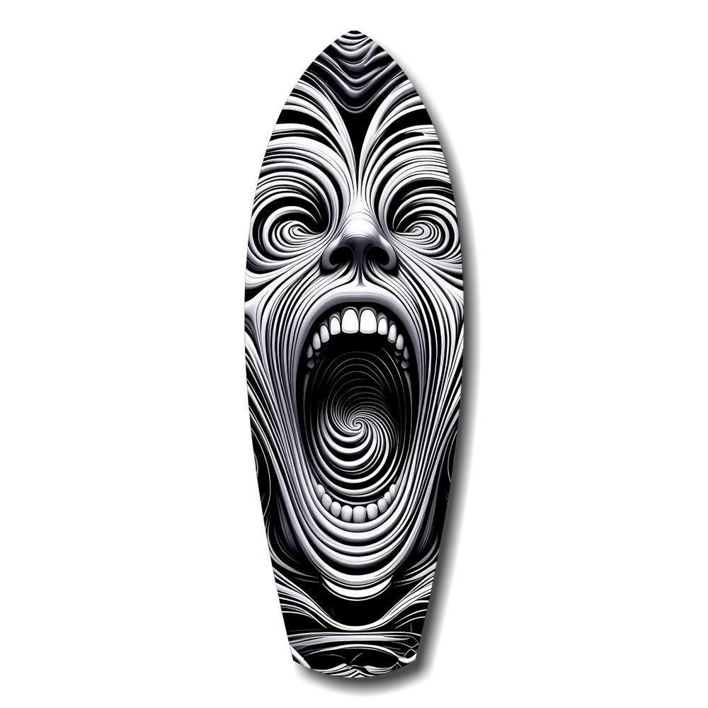 Screaming Face Op Art Swirl Surreal Glass Wall Art.