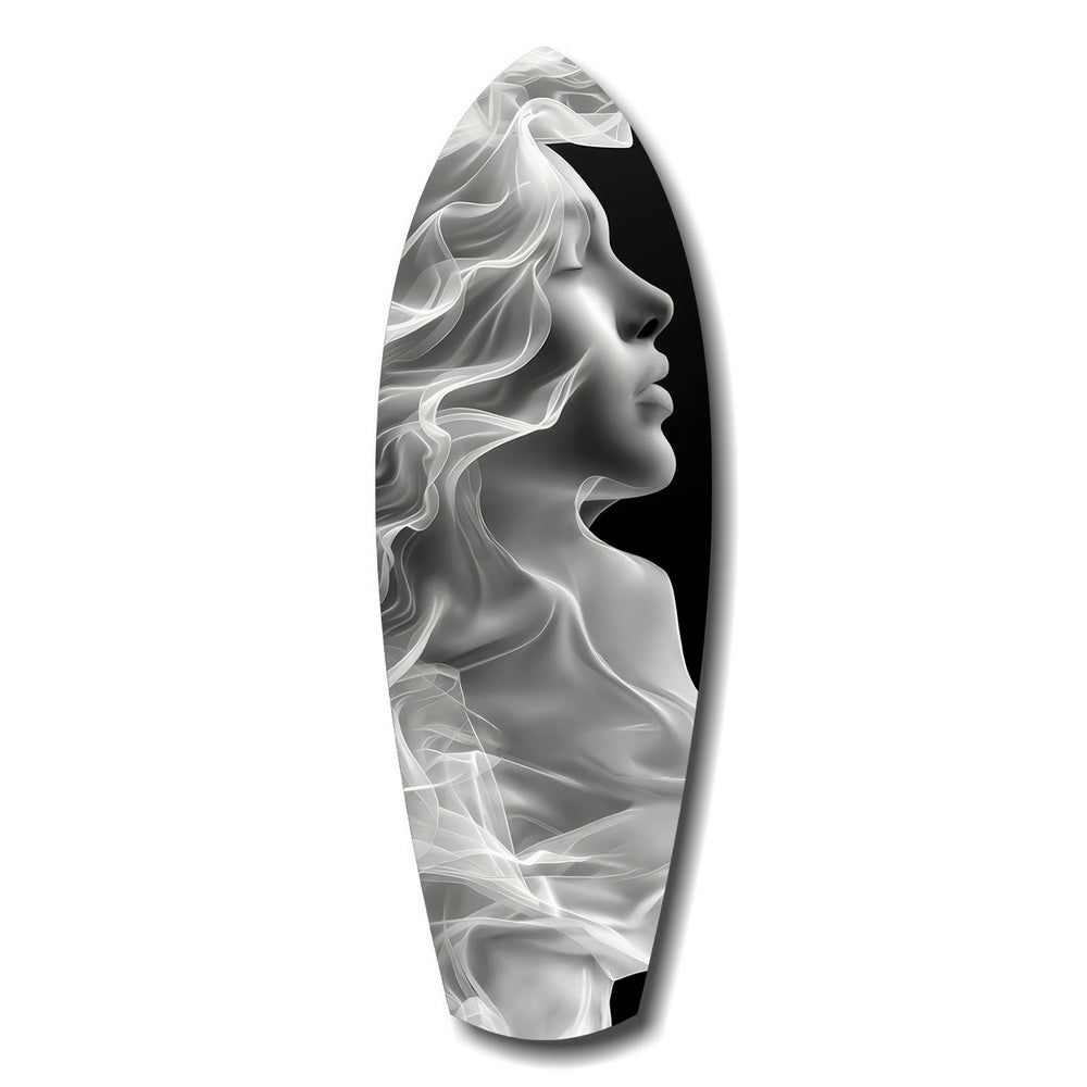 Ethereal Smoke Woman Profile Glass Wall Art.
