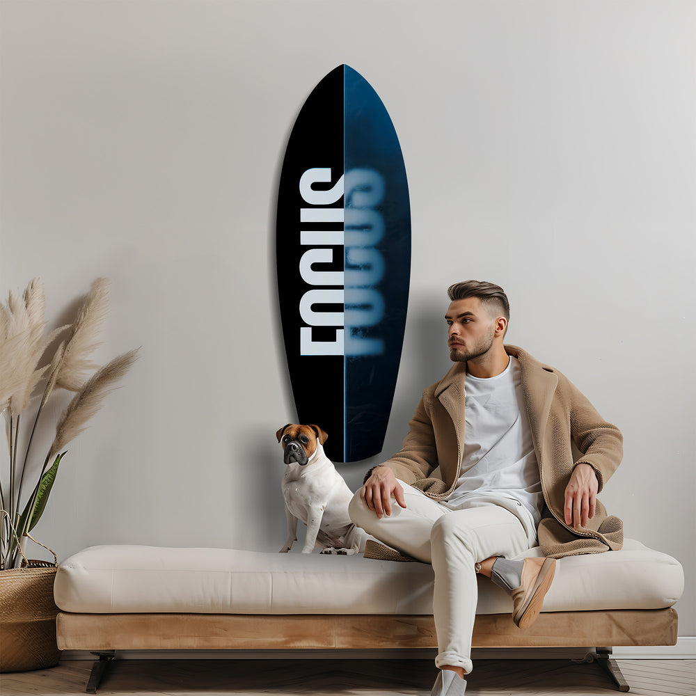 Focus Typography Split Motivational Glass Wall Art.