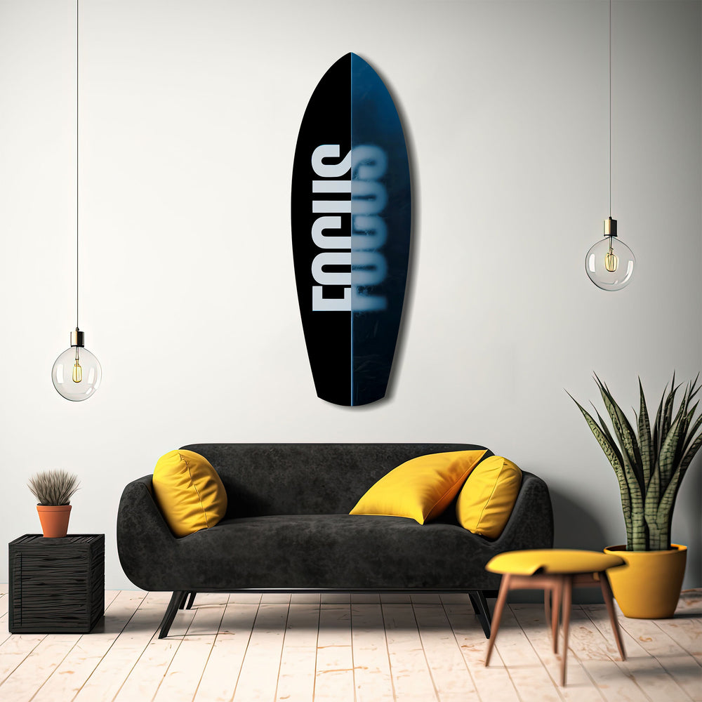 Focus Typography Split Motivational Glass Wall Art.