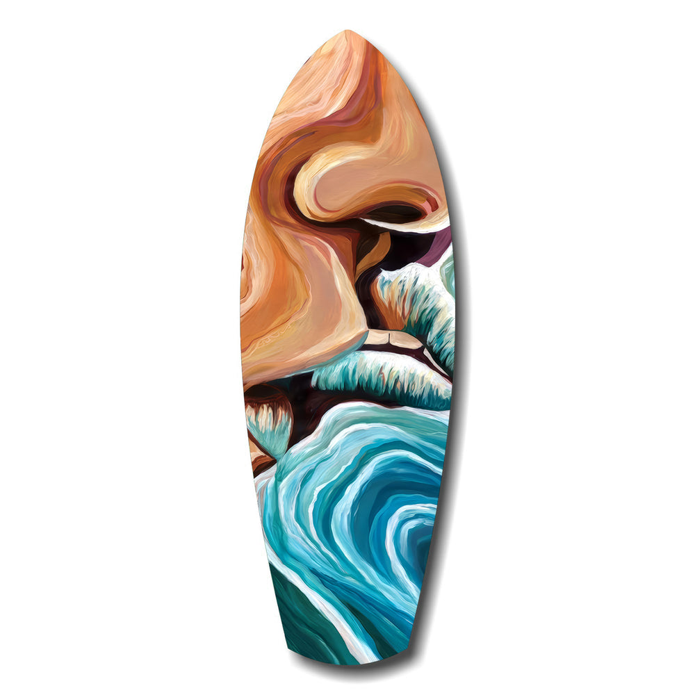 Coastal Cliffs Painterly Ocean Wave Glass Wall Art.