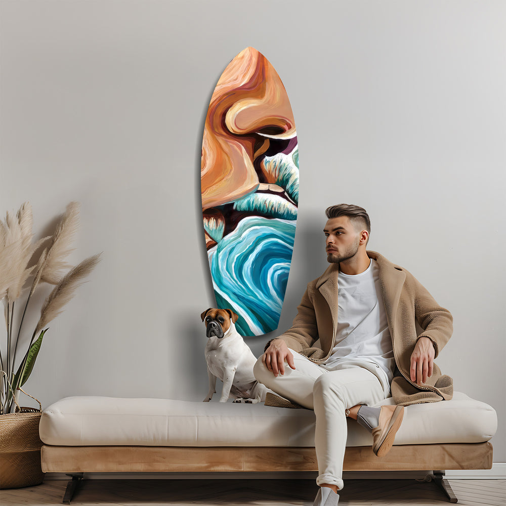 Coastal Cliffs Painterly Ocean Wave Glass Wall Art.