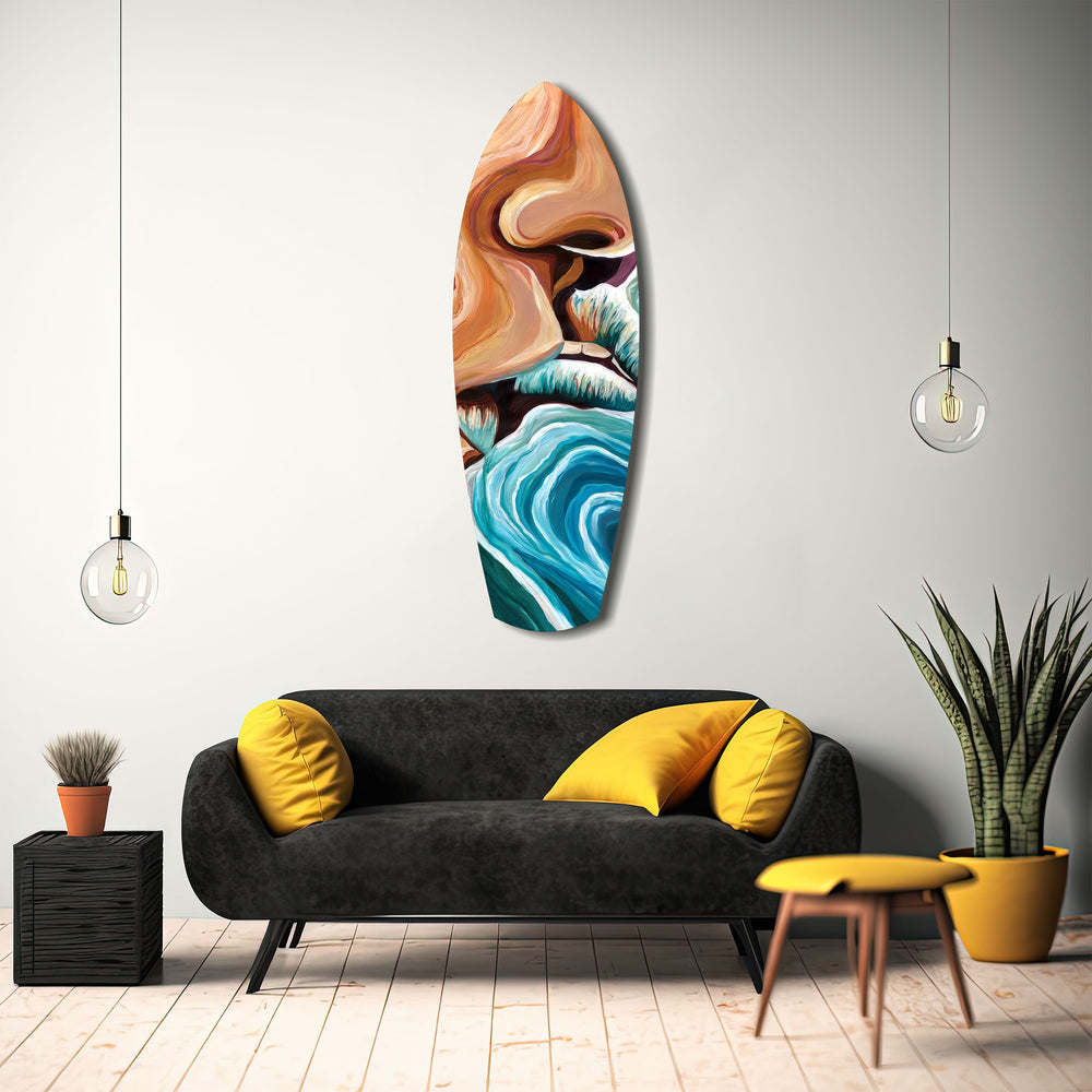 Coastal Cliffs Painterly Ocean Wave Glass Wall Art.