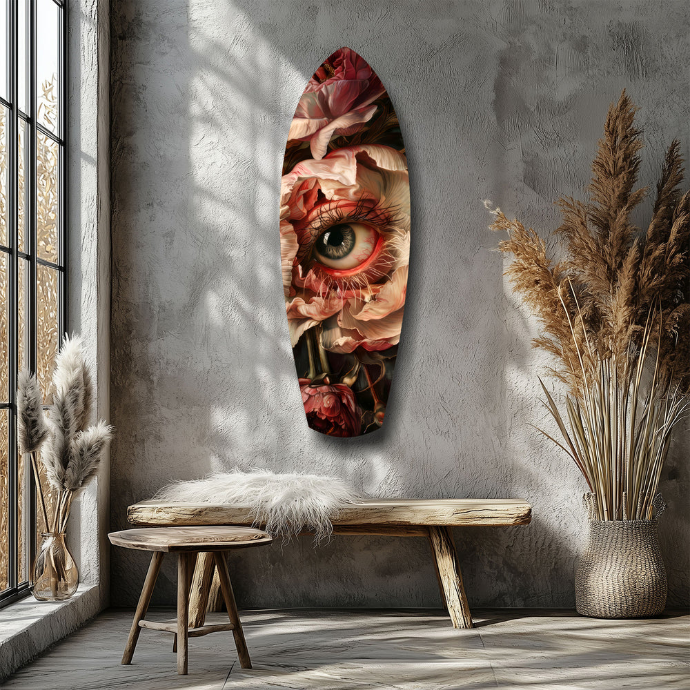 Surreal Eye Peony Bloom Dark Romance Glass Wall Art.