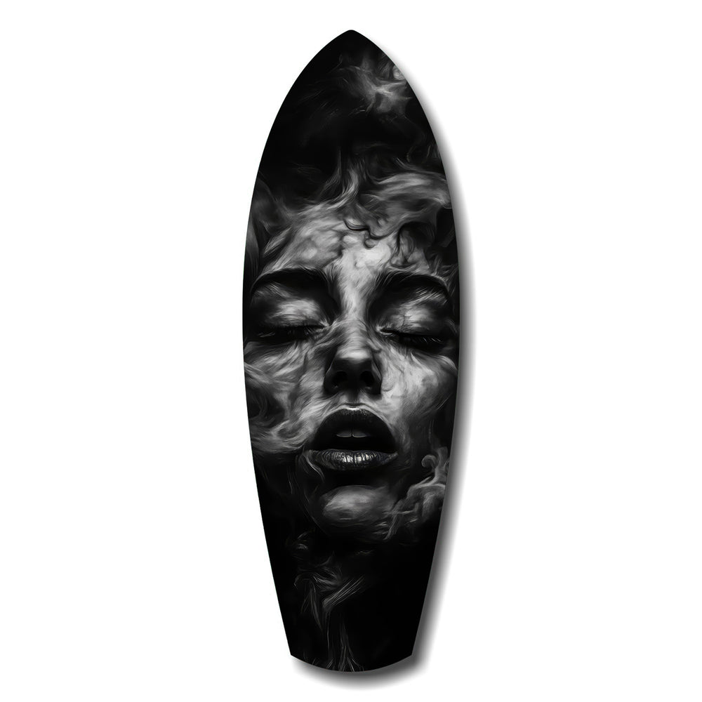 Smoke Sleeping Woman Dark Portrait Glass Wall Art.